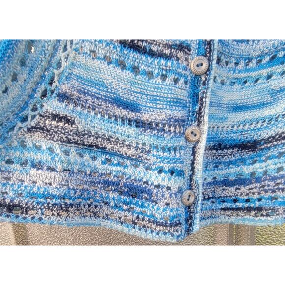 Nic + Zoe Crochet Multicolor Blue Cardigan Sweater Size PS - Picture 4 of 9